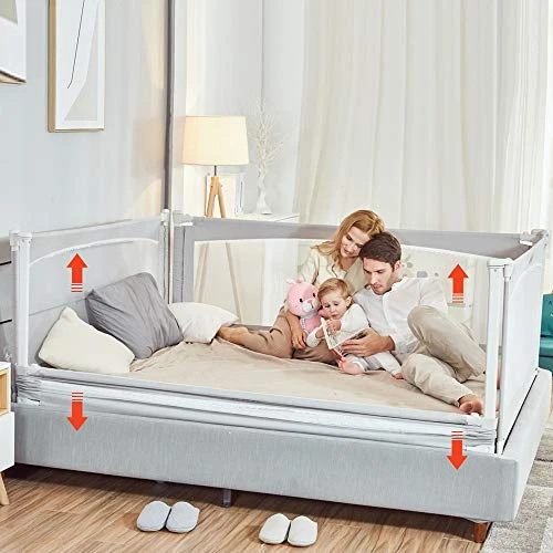 M MAYbabe Bed Rails For Babies And Toddlers,Extra Long And Tall Infants Bed Rail Guard, Short Side Of Kings(Grey-76inches) - Image 3