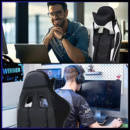 Gaming Chair With Footrest, Ergonomic Office Chair, Adjustable Swivel Leather Desk Chair, Reclining High Back Computer Chair With Lumbar Support And Headrest, Racing Style Video Gamer Chair - Image 2