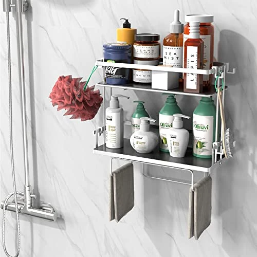 Misounda Over The Toilet Storage,Toilet Rack,Toilet Storage Rack, 2-Tier Bathroom Organizer Shelves With Divider,No Drilling Space Saver With Wall Mounting Design,White - Image 4