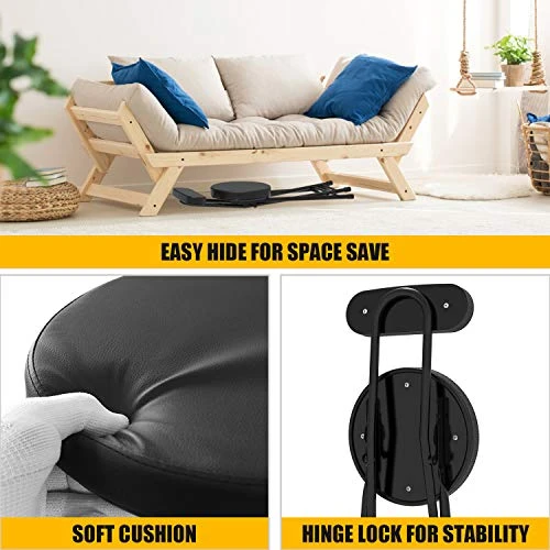 Mspehm Folding Stool,Cushioned Padded Folding Stool 18.1 Inch,Black Portable Heavy Duty Collapsible Padded Round Stool - Image 2