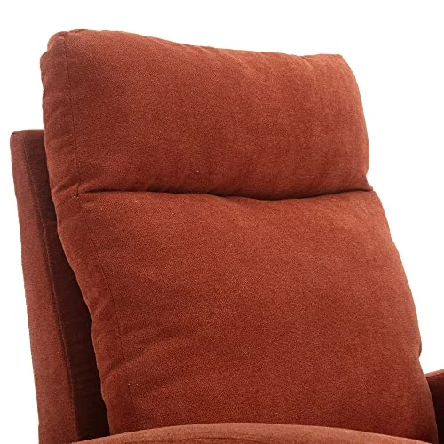 Honeyness Upholstered Plush Seating Glider Swivel, Modern Nursery Rocking Chair With High Backrest For Bedroom, Living Room, Office (Orange) - Image 4