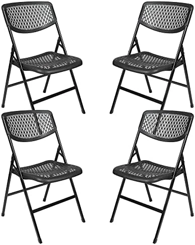 COSCO Ultra Comfort Commercial XL Plastic Folding Chair, 300 Lb. Weight Rating, Triple Braced, Black, 4-Pack - Image 5