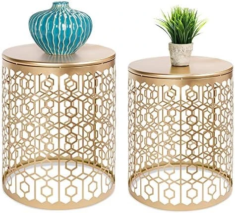 Best Choice Products Metal Accent Table, Set Of 2 Decorative Round End Tables Nightstands, Coffee Side Tables For Living Room Bedroom Office, Nesting - Gold - Image 5