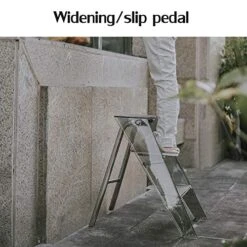 RR-YRF Acrylic Three-Step Ladder Nordic Household Multifunctional Ladder Transparent Folding Stool, Library Foot Pedal Non-Slip Ladder,A