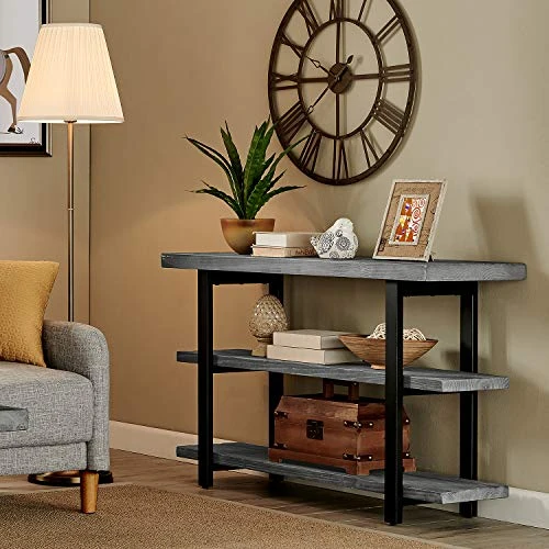 Sonoma 48" Metal And Reclaimed Wood Media/Console Table, Slate Gray - Image 2
