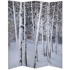 Oriental Furniture 6 Ft. Tall Double Sided Birch Trees Room Divider