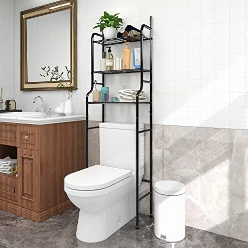 HAHRIR 3-Shelf Bathroom Organizer Over The Toilet Space Saver Over The Toilet Rack Bathroom Corner Stand Storage Organizer, Brown - Image 6