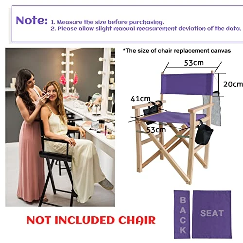 KAEGREEL 5 In 1 Chair Accessories Set For Makeup Artist Chair, Purple Director Chair Replacement Cover Canvas, 2 Portable Side Storage Bags And Hanging Mesh Bag (Not Including Chair) - Image 2