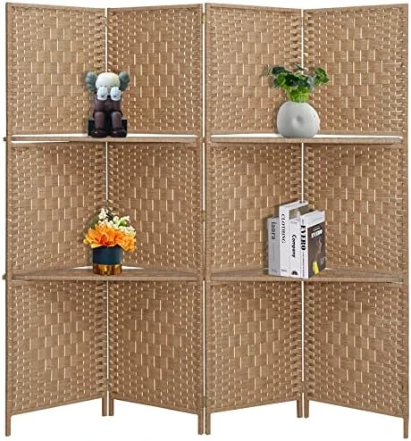 Babion Room Divider With Shelves,4 Panel Room Divider Wall,White Room Dividers And Folding Privacy Screens,Partition Room Dividers For Bedroom, Garden, Office, Study Room (White) - Image 12