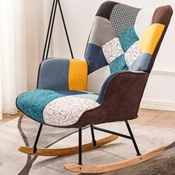 Baysitone Comfy Rocking Lounge Chair For Nursery, Nursery Rocking Armchair, Comfy Side Chair, Relax Glider Rocker Chair For Living Room Bedroom Reading Room Office, Colorful