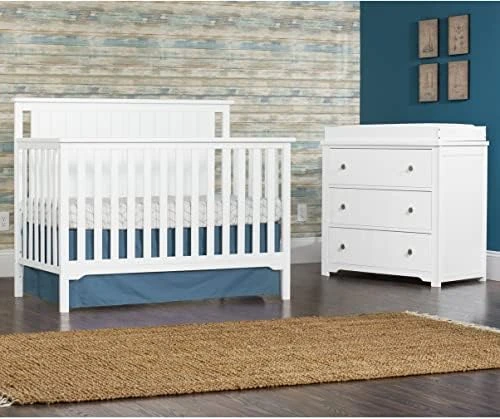 Child Craft Cottage 3-Piece Nursery Set With Flat Top 4-in-1 Convertible Crib, 3-Drawer Dresser, And Changing Table Topper By Child Craft (Dapper Gray) - Image 7