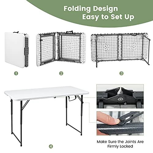 Goplus Folding Table Portable Plastic Picnic Party Dining Camp Tables Indoor Outdoor (HDPE) - Image 6