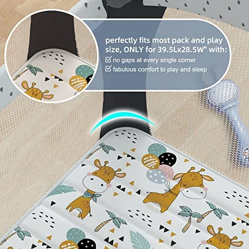 Moonlight Family Noiseless 3β Pack N Play Mattress, 38βx26β Premium Foam Portable Pack And Play Mattresses, Odorless & Steady Playard Mattress Fits ONLY Playpens (28.5 * 39.5"), Giraffe - Image 2