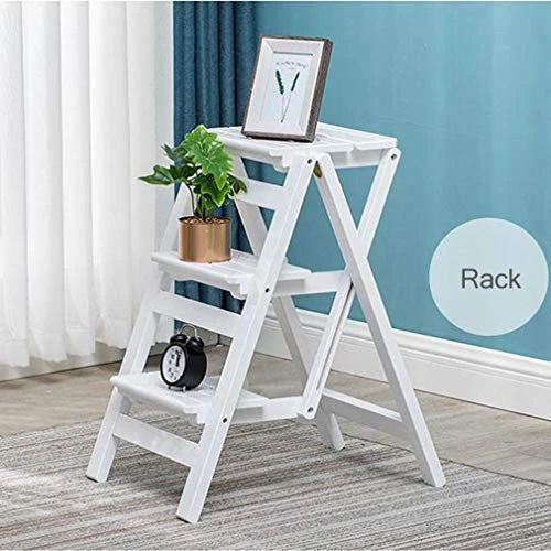 Folding Step Stool Step Ladder 3 Tier, Multi-Functional Folding Solid Wood Ladder Stool, Step Stool Household Muliti-Color Step Ladder Stool For Household And Office 330lbs - Image 4