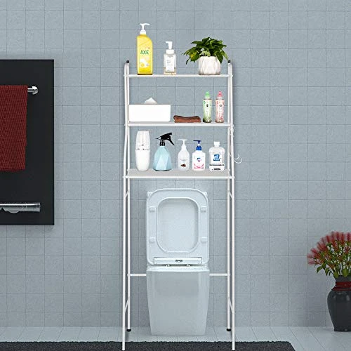 Flandre Over The Toilet Rack 3 Shelf Bathroom Space Saver Storage Organizer Corner Stand Bathroom Cabinet Tower Shelf 22.5" W X 9.8" D X 59.5" H (White) - Image 7