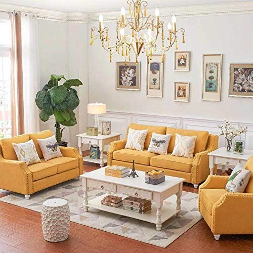 Mysummer 4PCS 3.54" Tall Solid Wood Furniture Legs White Bun Feet For Cabinet Sofa Ottoman TV Stand Loveseat Dresser - Image 3