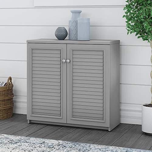 Bush Furniture Fairview 2 Door Low Storage Cabinet, Cape Cod Gray - Image 2
