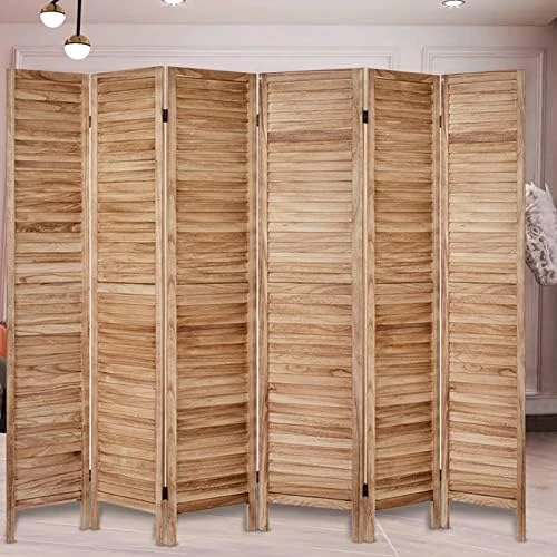 Room Divider 5.6 FT Tall Room Dividers And Folding Privacy Screens Wood Room Divider Wall Folding Screen, Room Divider Screen, 16" Wide Panel Brown, 8 Panel - Image 7