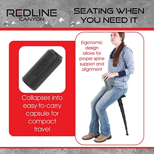 Redline Canyon Portable Telescoping Stool - Retractable Folding Stool Collapsible Chair Twist Sit Portable Seat Expands Up To 27in - Image 2