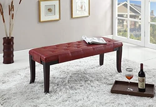 Roundhill Furniture Linon Fabric Tufted Bench, Brown - Image 6
