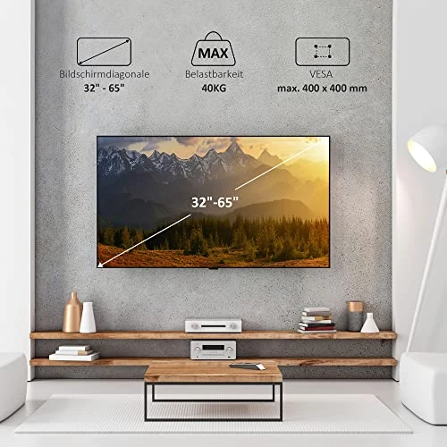 RibelliĀ® TV Wall Mount Swivelling Tilting Max. VESA 400 X 400 Mm For 32-65 Inches, TV Mount, Flat & Curved TV Or Monitor Up To 40 Kg - Image 4
