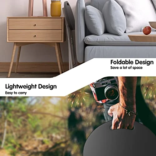 GYMAX Folding Stool, 28in Portable Collapsible Bar Stool With Handle & Steel Frame, 330lbs Sturdy Foldable Lightweight Round Metal Chair For Outdoor/Indoor Kitchen Home Pub Bar, Assembly Free (1) - Image 4