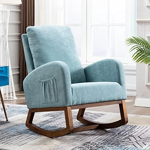 HomSof Rocker Recliner, Polyester Rocking Nursery, Modern Lounge Chair For Living Room, One Size, Yellow Swivel Glider - Image 8