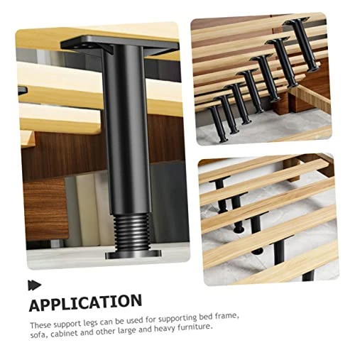 Yardwe 4pcs Bed Support Frame Adjustable Stand Replacement King Size Bed Support Legs Bed Frame Center Support Bed Legs Replacement Bed Frame Legs Bed Center Leg Furniture Holder Black - Image 3