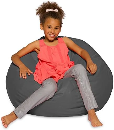Big Comfy Bean Bag Chair: Posh Large Beanbag Chairs With Removable Cover For Kids, Teens And Adults - Polyester Cloth Puff Sack Lounger Furniture For All Ages - 27 Inch - Heather Gray - Image 9