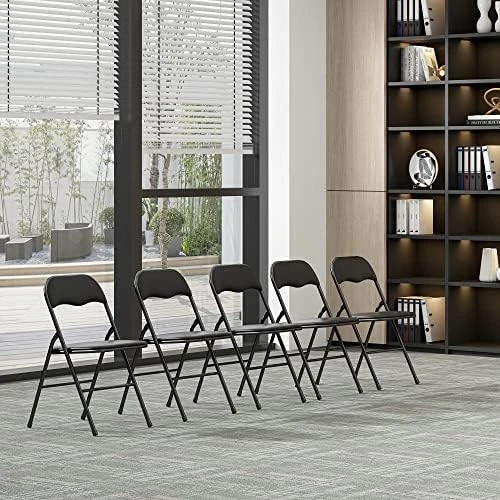 JAXPETY 10 Pack Plastic Folding Chair Foldable Chairs For Outdoor Indoor Commercial Events Wedding Party Chairs With Padded Seat, Black - Image 9