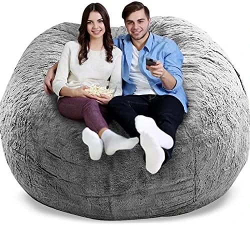 GQZGGXX Bean Bag Chair Cover, Durable Comfortable Chair PV Fur Bean Bag Sofas Faux Fur Sofa Living Room Sofa Bed Large Bean Bag Chairs For Adults (No Filler,Cover Only) 6ft Dark Grey - Image 15