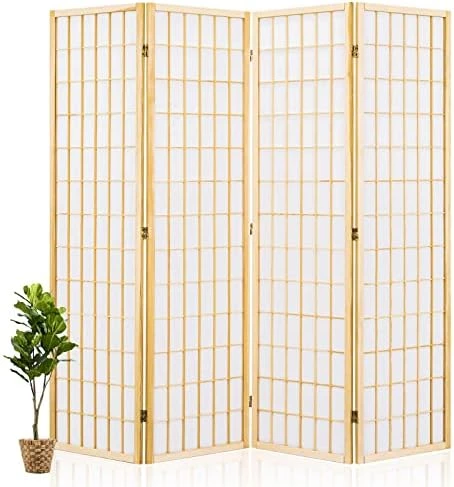 Salfanre Divider For Room Separation, 4 Panel Room Divider, Japanese Room Dividers, Shoji Screen, Folding Screen, 5.6 Ft, Natural - Image 12
