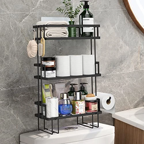 CD HOME Bathroom Organizer Counter Shelf, Over The Toilet Storage, 3-Tier Bathroom Organizer Shelves, Multifunctional Toilet Rack,No Drilling Space Saver With Wall Mounting Design - Image 3