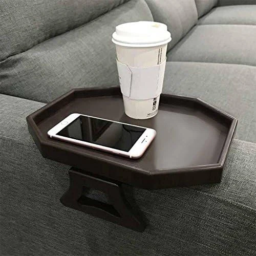 NHD Sofa Armrest Clip Tray Table, Couch Drink Snack Remote Control Holder (Black) - Image 6
