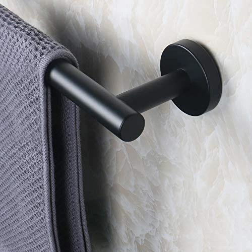 NearMoon Bathroom Towel Bar, Bath Accessories Thicken Stainless Steel Shower Towel Rack For Bathroom, Towel Holder Wall Mounted (Matte Black, 18 Inch) - Image 5