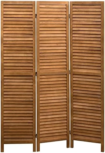 ALIMORDEN 5.7 Ft 3 Panels Room Dividers, Vintage Natural Wooden Privacy Screen, Folding Wall Divider, Space Seperate, Brown - Image 7