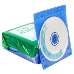 RICHEN CD/DVD/BluRay Sleeves,Double-Sided Refill Plastic Sleeve For CD And DVD Storage Binders,100 Pack (Blue)