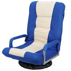Epetlover 360 Degree Swivel Gaming Chair Foldable Floor Sofa Chair For TV Reading Playing Video Games With Lumbar Support, Armrest Handles, Adjustable Backrest, Blue & Beige