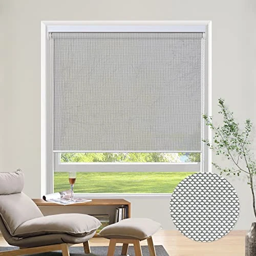 Window Blinds Roller Window Shades, Light Grey Roller Blinds For Windows, Light Filtering Flame Reterdant Waterproof Shades Transparent Sight Roller Shade