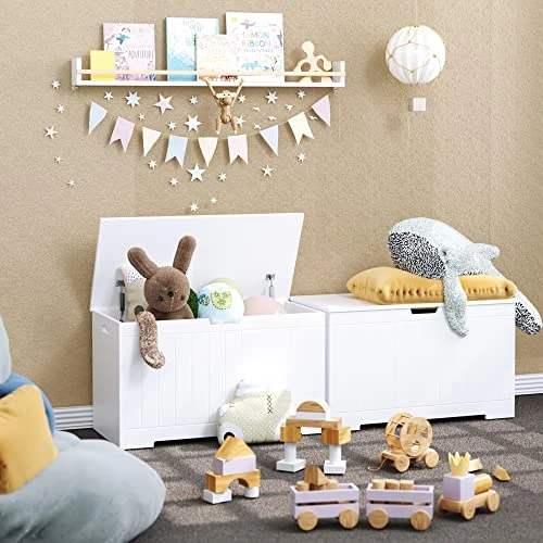 GENERIC Toy Storage Chest With Flip-Top Lid, Large Storage Cabinet With 2 Closed Slowly Hinges, Entryway Foot Rest Seat For Bedroom, Living Room, Playroom - White - Image 4