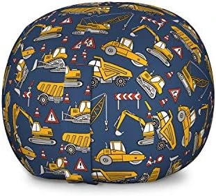 Ambesonne Nautical Storage Toy Bag Chair, Frock Of Frolicking Sharks And Fish Herds Diving Wildlife Exotic Deep Sea Ocean, Stuffed Animal Organizer Washable Bag, Small Size, Blue - Image 7