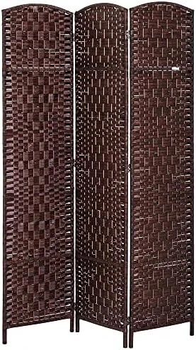 HOMCOM 6' Tall Wicker Weave 4 Panel Room Divider Privacy Screen - Natural - Image 9