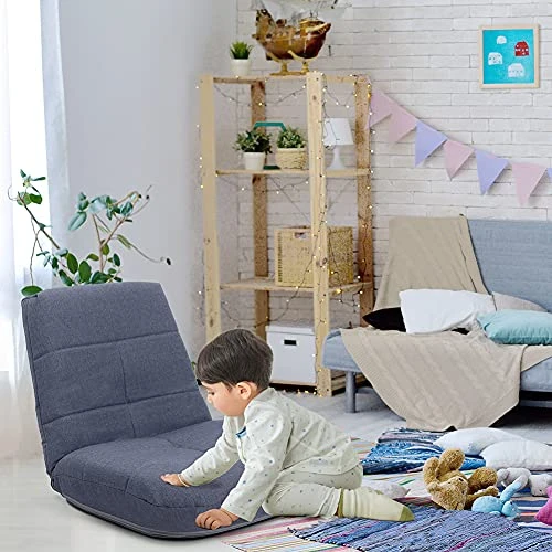 Crestlive Products Easy Lounge, Adjustable Padded Floor Chair With Back Support, Comfortable Folding Chair With Backrest For Home And Office, Floor Pillow For Meditation Or As Gaming Chair (Blue) - Image 6