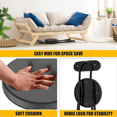 Folding Stool With Back,Cushioned Padded Folding Stool 18.1 Inch, Black Portable Heavy Duty Collapsible Padded Round Stool,Foldable Bar Stool Black White - Image 4