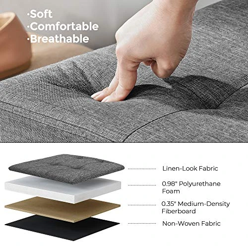 SONGMICS 43 Inches Folding Storage Ottoman Bench, Storage Chest, Foot Rest Stool, Bedroom Bench With Storage, Holds Up To 660 Lb, Dark Gray ULSF77K - Image 4