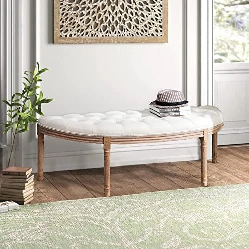 AWQM Tufted Ottoman Bench,Velvet Upholstered Seat,Footrest Chair,Rectangle Vanity Stool With Golden Metal Frame,Perfect For Dressing Room,Living Room,Entryway Or Bedroom,Beige… - Image 10