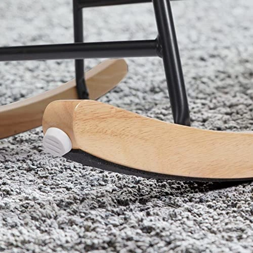 TOLEAD Nursery Rocking Chair, Modern Glider Rocker Chair For Baby Nursery, Upholstered Accent Chair With Side Pocket & High Backrest, Teddy Fabric Sherpa Armchair For Bedroom Living Room, Beige - Image 5