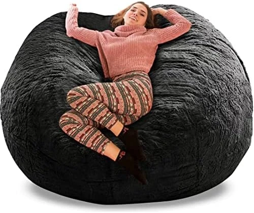 GQZGGXX Bean Bag Chair Cover, Durable Comfortable Chair PV Fur Bean Bag Sofas Faux Fur Sofa Living Room Sofa Bed Large Bean Bag Chairs For Adults (No Filler,Cover Only) 6ft Dark Grey - Image 8