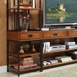 Modern Craftsman Distressed Oak 3Piece Entertainment Center By Home Styles
