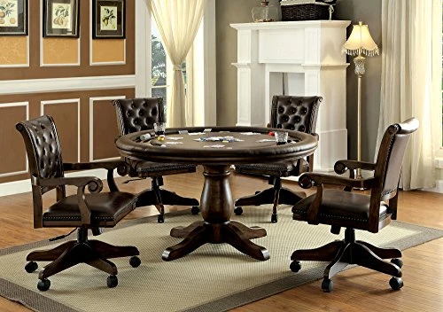 HOMES: Inside + Out IDF-GM347-T Citrine Poker Card Game Table, Brown - Image 2